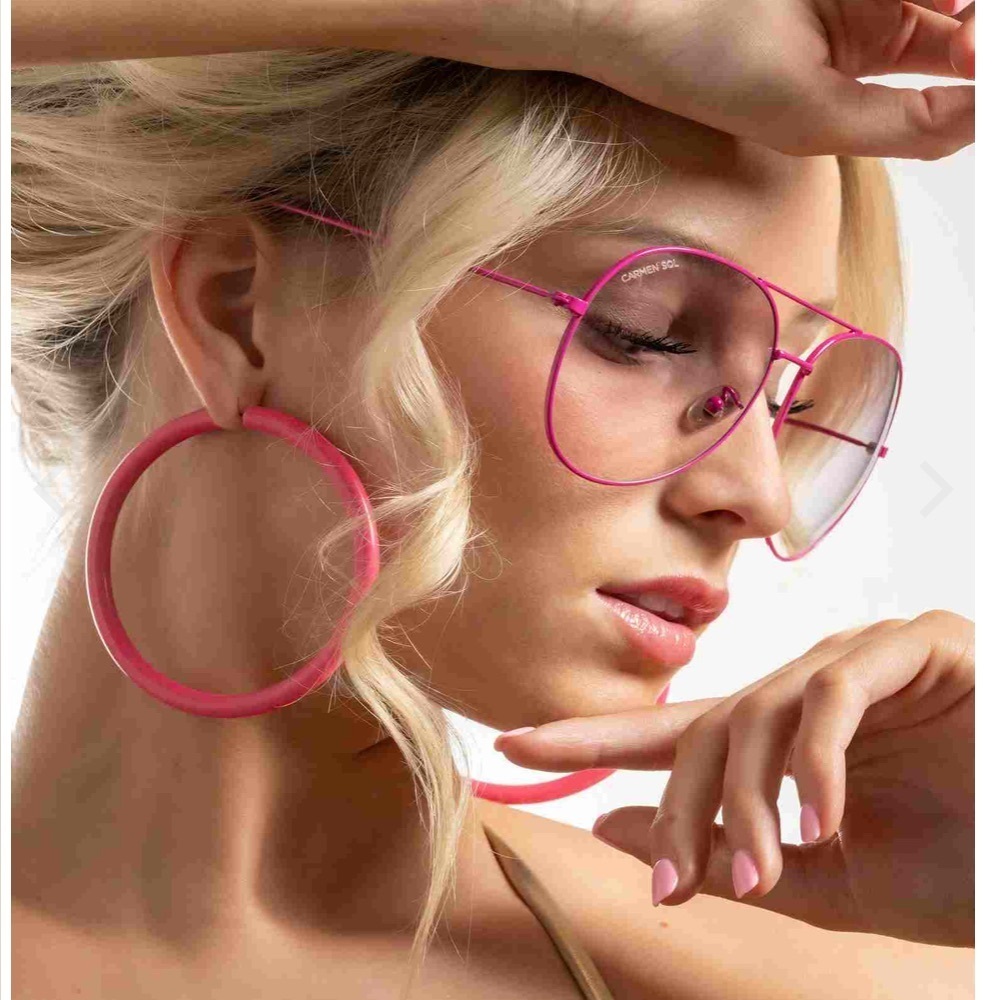 Carmen Sol Pink Hoop Earrings NWOT